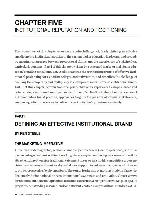 Institutional Reputation and Positioning